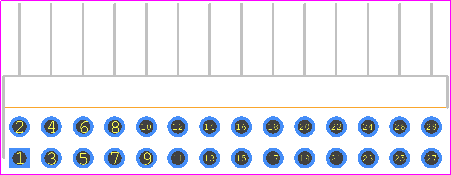 TSW-114-08-L-D-RA - SAMTEC PCB footprint - Header, Unshrouded - Right Angle PTH Pin - Header, Unshrouded - Right Angle PTH Pin - TSW-114-08-L-D-RA