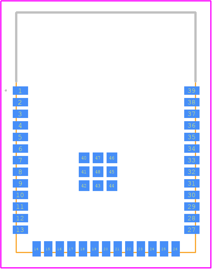 WBZ351PE-I - Microchip PCB footprint - Other - Other - 39-Lead Wireless Module (2XW) - 15.5x20.7x2.8 mm Body
