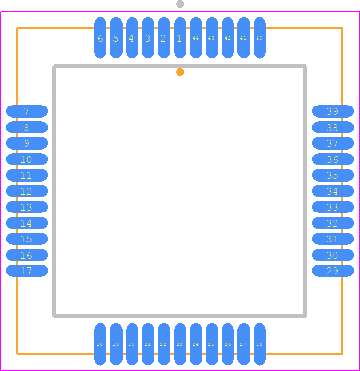 CS493263-DLZR - Cirrus Logic PCB footprint - Plastic Leaded Chip Carrier - Plastic Leaded Chip Carrier - 44L PLCC