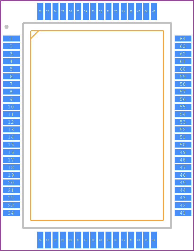 HD44780UA02 - HITACHI PCB footprint - Quad Flat Packages - Quad Flat Packages - QFP80