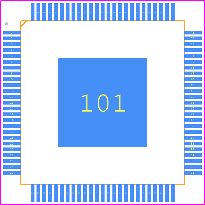 AK7017 - Asahi Kasei Microdevices PCB footprint - Quad Flat Packages - Quad Flat Packages - 100pin LQFP