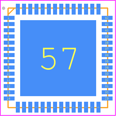 CY7C65621-56LTXIT - Infineon PCB footprint - Quad Flat No-Lead - Quad Flat No-Lead - 56-pin QFN (8 × 8 × 1.0 mm) LT56 6.1 × 6.1 E-Pad (Sawn) Package Outline, 51-85187