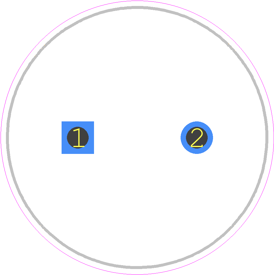 ADCN-T02R7SA127M - ABRACON PCB footprint - Capacitor, Polarized Radial Diameter - Capacitor, Polarized Radial Diameter - 50x22mm