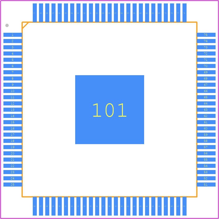PIC32CZ2051CA70100-V/XEB - Microchip PCB footprint - Quad Flat Packages - Quad Flat Packages - 100-Lead Plastic Thin Quad Flat Pack (XEB) - 14x14x1.0 mm Body [TQFP] With 5.4 mm Exposed Pad