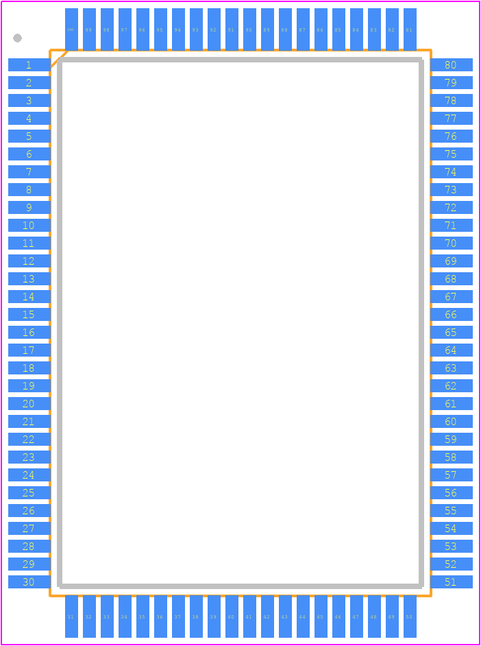 CY7C68014A-100AXC - Infineon PCB footprint - Quad Flat Packages - Quad Flat Packages - 100-pin TQFP (14x20x1.4mm)
