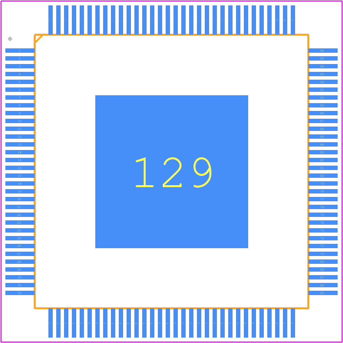 LAN96457S-I/8MW - Microchip PCB footprint - Quad Flat Packages - Quad Flat Packages - 128-Lead Plastic Thin Quad Flat Pack (8MW) - 14x14x1.0 mm Body [TQFP] With 7.7x7.7 mm Grooved Exposed Pa