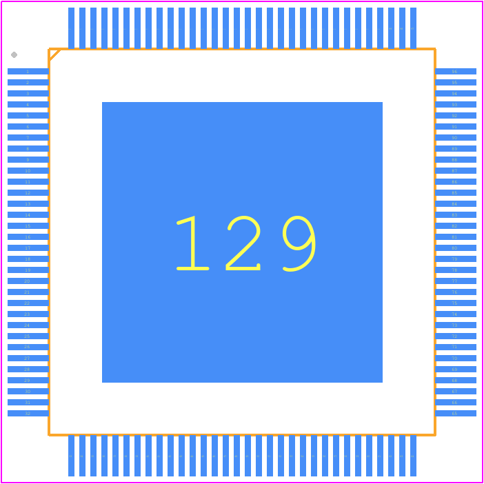 KSZ8565RTXV - Microchip PCB footprint - Quad Flat Packages - Quad Flat Packages - 128-Lead Thin Quad Flatpack