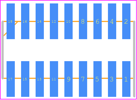 FTR-109-02-S-D - SAMTEC PCB footprint - Header, Unshrouded - Straight SMD Pin - Header, Unshrouded - Straight SMD Pin - FTR-109-02-S-D