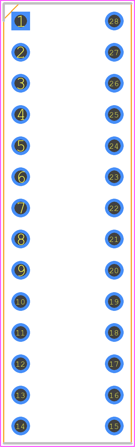 2227MC-28-03-05-F1 - Multicomp Pro PCB footprint - Dual-In-Line Sockets - Dual-In-Line Sockets - 2227MC-28-03-05-F1