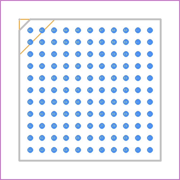 LTM8055MPY - Analog Devices PCB footprint - BGA - BGA - BGA Package 121-Lead (15.00mm × 15.00mm × 4.92mm)