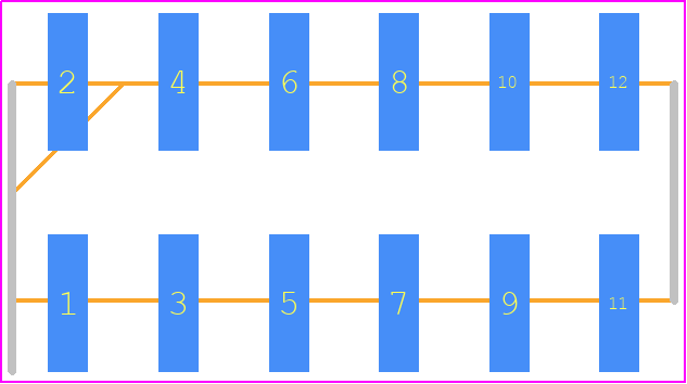 1241050-6 - TE Connectivity PCB footprint - Header, Unshrouded - Straight SMD Pin - Header, Unshrouded - Straight SMD Pin - 1241050-6--