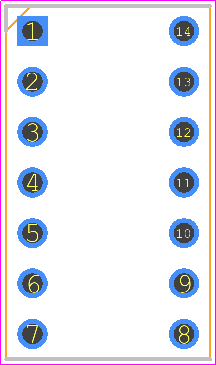 4814-3000-CP - 3M PCB footprint - Dual-In-Line Sockets - Dual-In-Line Sockets - 14-DIP
