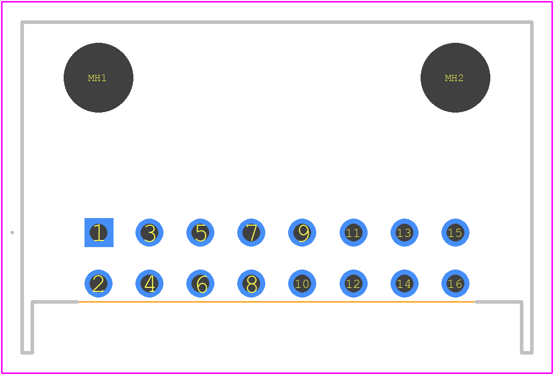 S16B-XADSS-N(LF)(SN) - JST (JAPAN SOLDERLESS TERMINALS) PCB footprint - Other - Other - S16B-XADSS-N(LF)(SN)-2