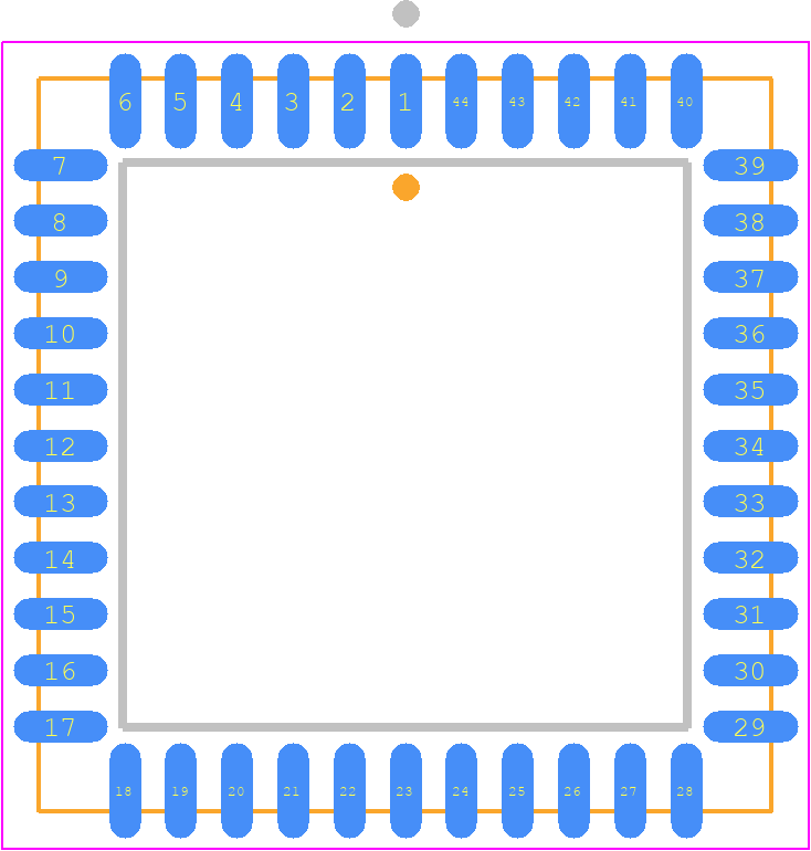 MT8816APR1 - Microchip PCB footprint - Plastic Leaded Chip Carrier - Plastic Leaded Chip Carrier - (L) 44-Lead PLCC /-