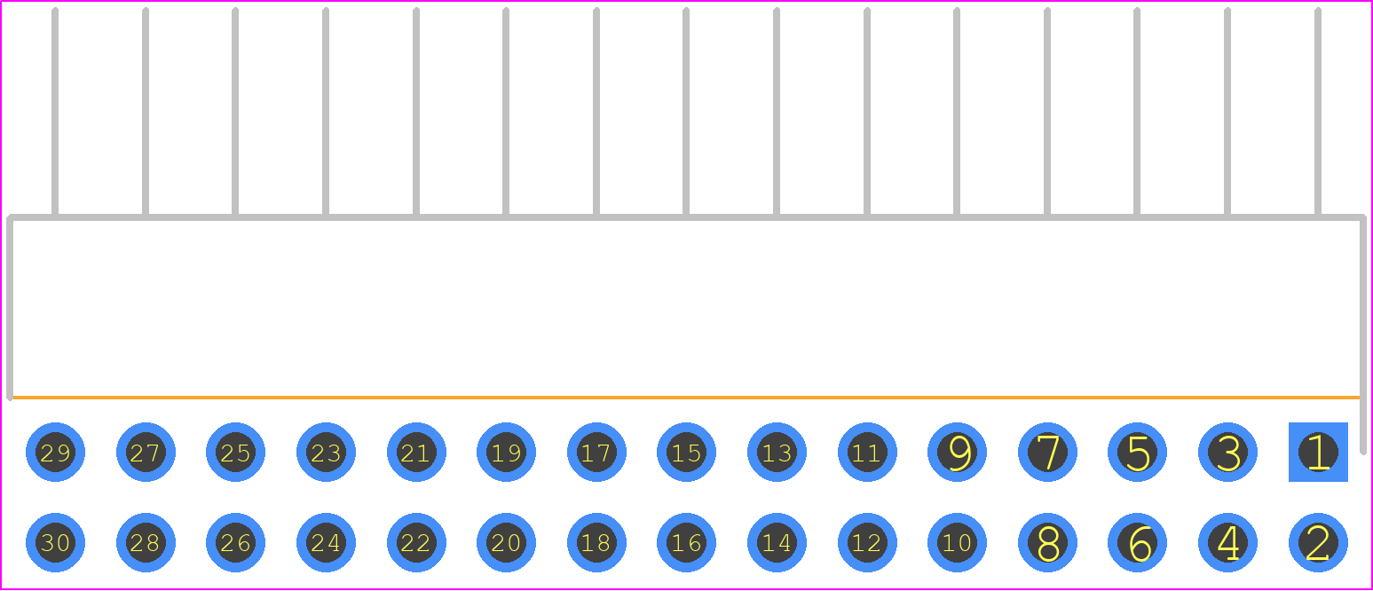 TSW-115-08-F-D-RA - SAMTEC PCB footprint - Header, Unshrouded - Right Angle PTH Pin - Header, Unshrouded - Right Angle PTH Pin - TSW-115-08-F-D-RA