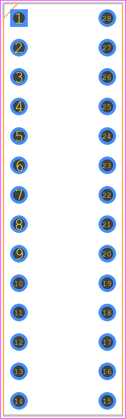 4828-3004-CP - 3M PCB footprint - Dual-In-Line Sockets - Dual-In-Line Sockets - DIP-28
