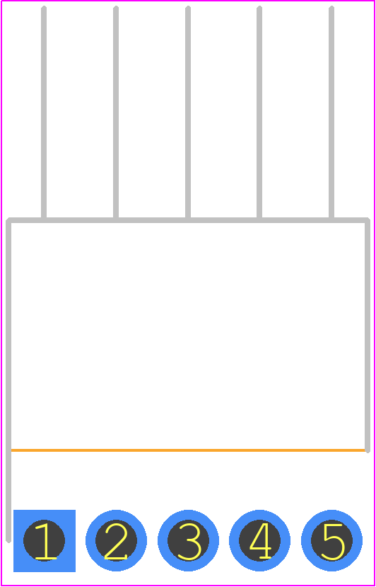 640455-5 - TE Connectivity PCB footprint - Header, Unshrouded - Right Angle PTH Pin - Header, Unshrouded - Right Angle PTH Pin - 640455