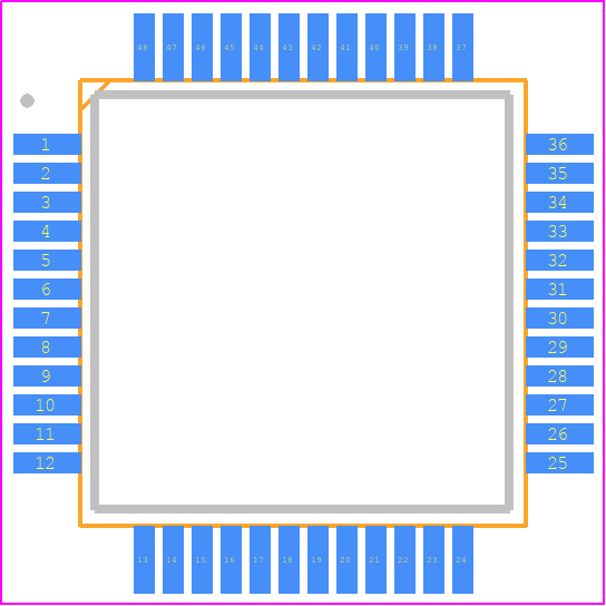 HD64F3694GFXV - Renesas Electronics PCB footprint - Quad Flat Packages - Quad Flat Packages - PLQP0048JA-A HEIGHT 1.7