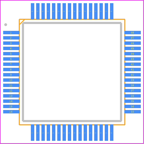 71M6545-IGT/F - Analog Devices PCB footprint - Quad Flat Packages - Quad Flat Packages - LQFP 64-1