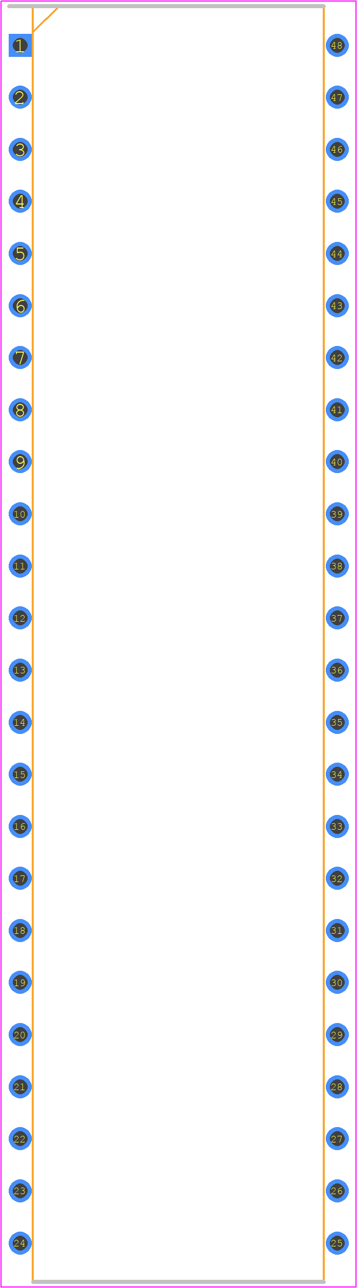 7132LA55PDGI - Renesas Electronics PCB footprint - Dual-In-Line Packages - Dual-In-Line Packages - 48-pin Plastic DIP (P48)