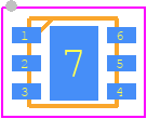 MCP4716A3T-E/MAY - Microchip PCB footprint - Small Outline No-lead - Small Outline No-lead - 6-Lead DFN (2x2)