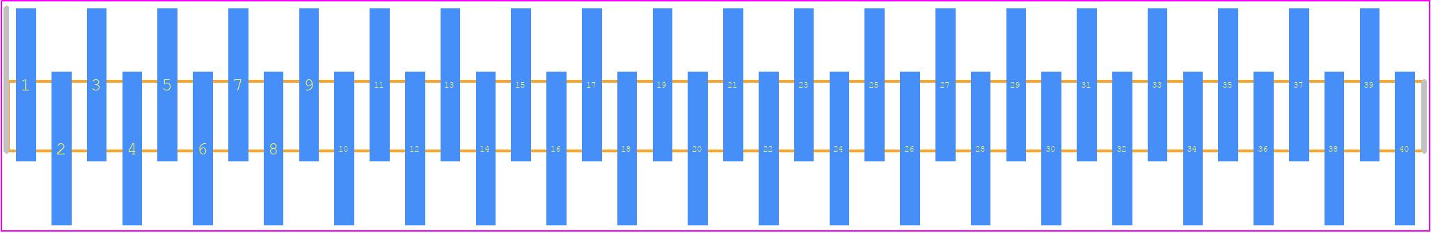 FTR-140-01-S-S - SAMTEC PCB footprint - Header, Unshrouded - Single Row Staggered SMD Pin - Header, Unshrouded - Single Row Staggered SMD Pin - FTR-140-01-S-S