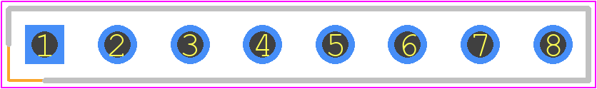 90147-1108 - Molex PCB footprint - Header, Receptacle - Straight PTH Box - Header, Receptacle - Straight PTH Box - HEADER 1X8