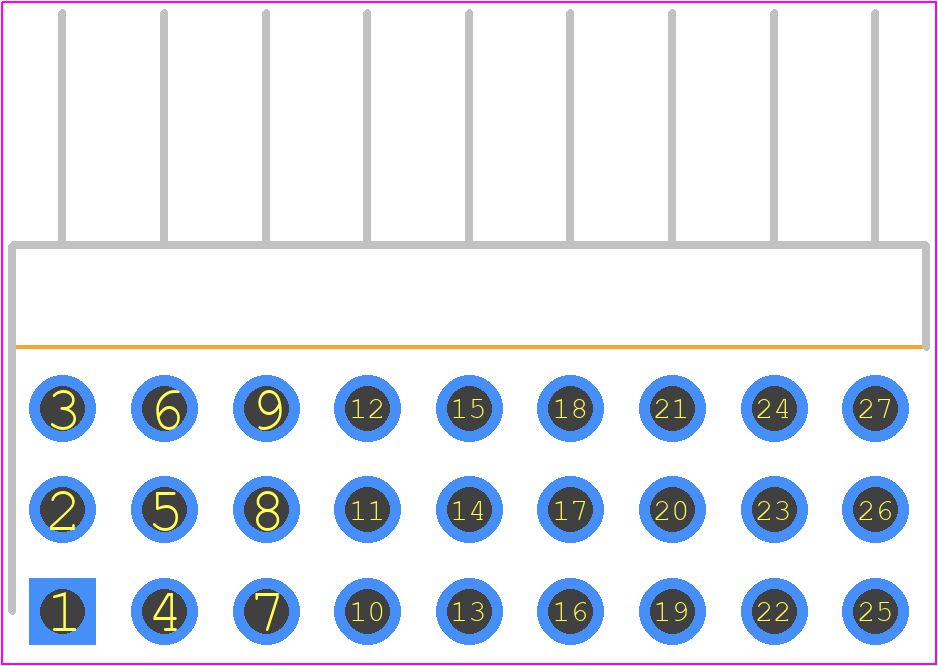TSW-109-10-G-T-RA - SAMTEC PCB footprint - Header, Unshrouded - Right Angle PTH Pin - Header, Unshrouded - Right Angle PTH Pin - TSW-109-10-G-T-RA--