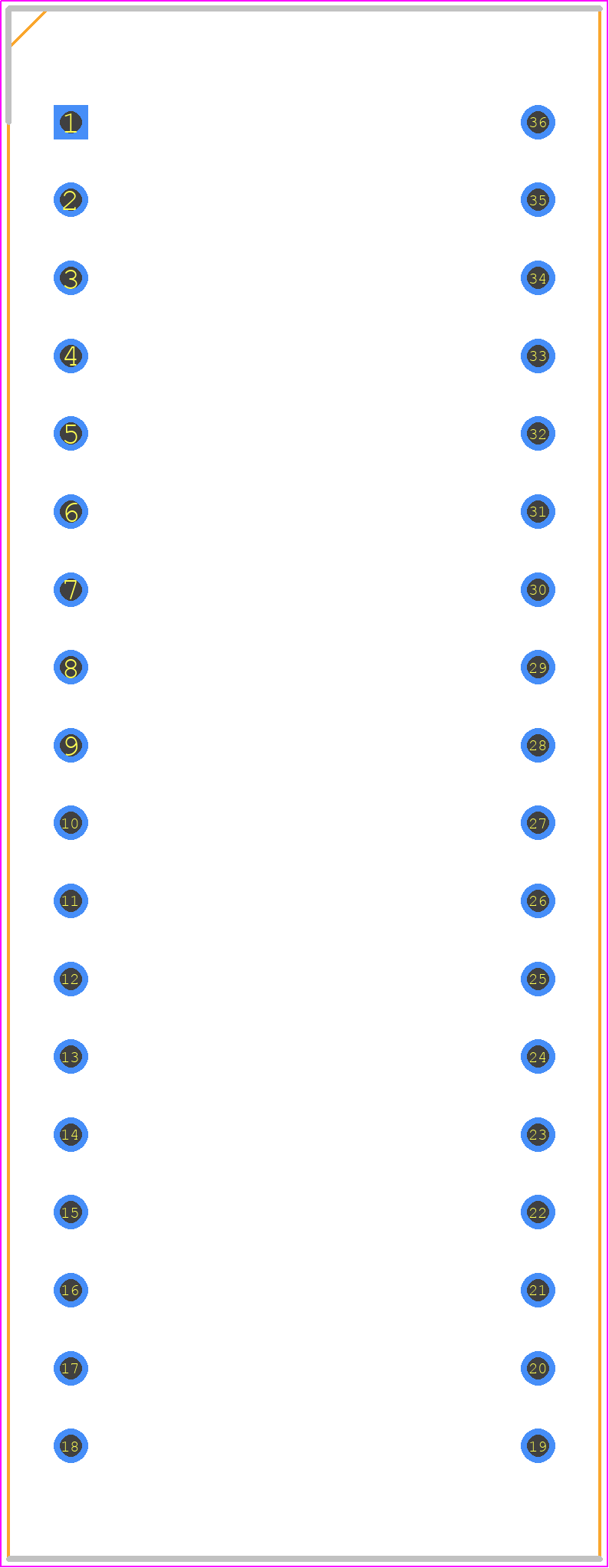 CC56-11GWA - Kingbright PCB footprint - Dual-In-Line Sockets - Dual-In-Line Sockets - DIP-36