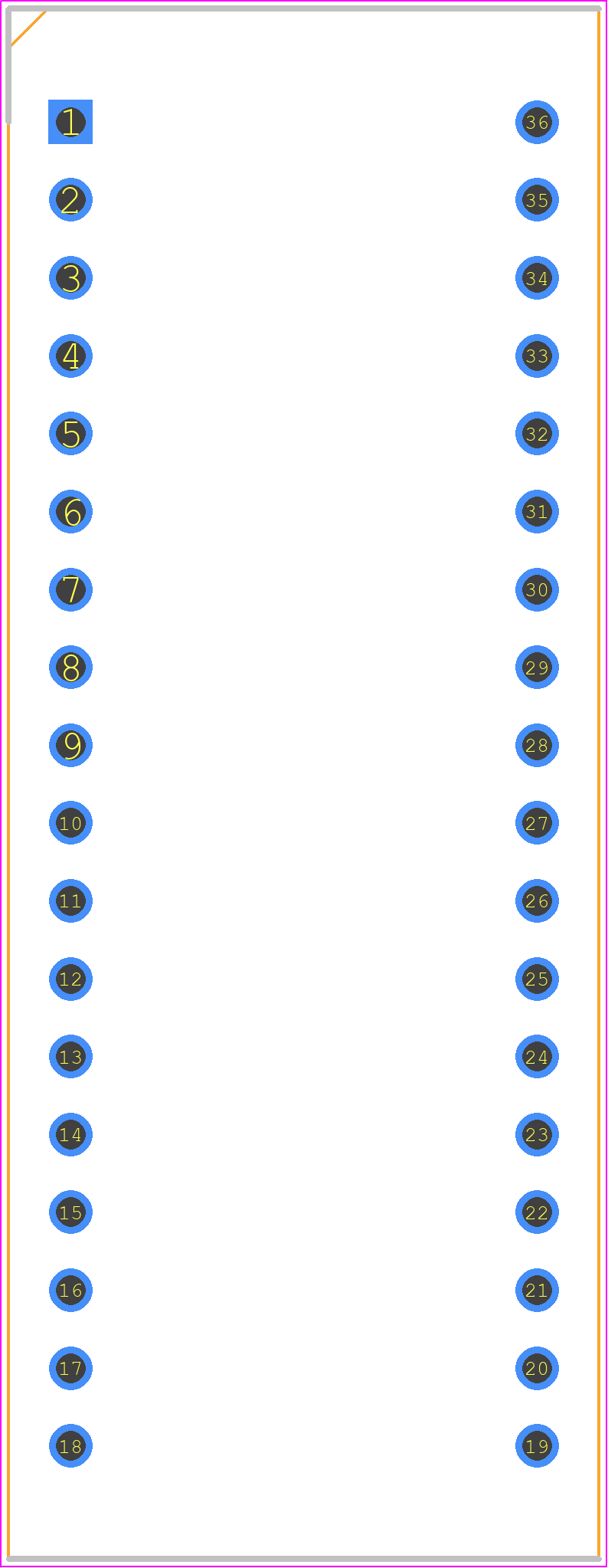 CA56-11YWA - Kingbright PCB footprint - Dual-In-Line Sockets - Dual-In-Line Sockets - DIS_36-1