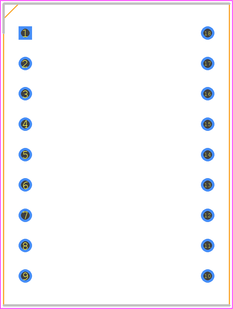 HDSP-523E - Avago Technologies PCB footprint - Dual-In-Line Sockets - Dual-In-Line Sockets - 18-DIP