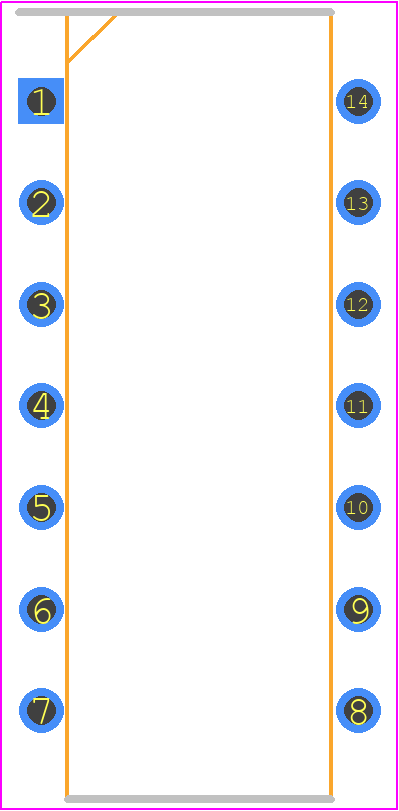 SN74AC14N - Texas Instruments PCB footprint - Dual-In-Line Packages - Dual-In-Line Packages - N (R-PDIP-T14)