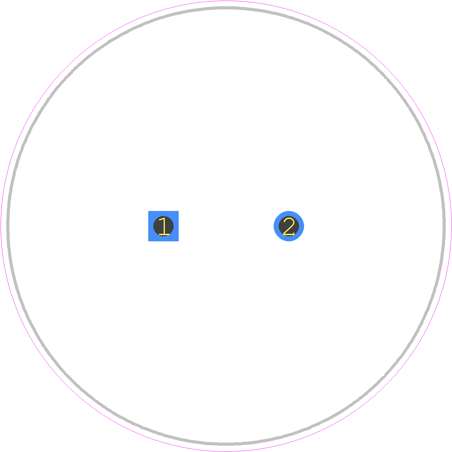 ELG108M200AT2AA - Yageo Group PCB footprint - Capacitor, Polarized Radial Diameter - Capacitor, Polarized Radial Diameter - 35mm x 30mm