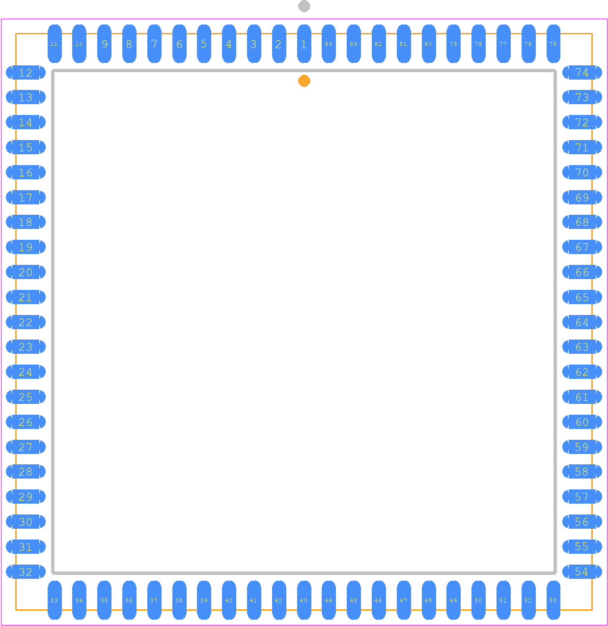 ATF1508AS-10JU84 - Microchip PCB footprint - Plastic Leaded Chip Carrier - Plastic Leaded Chip Carrier - PLCC-84J