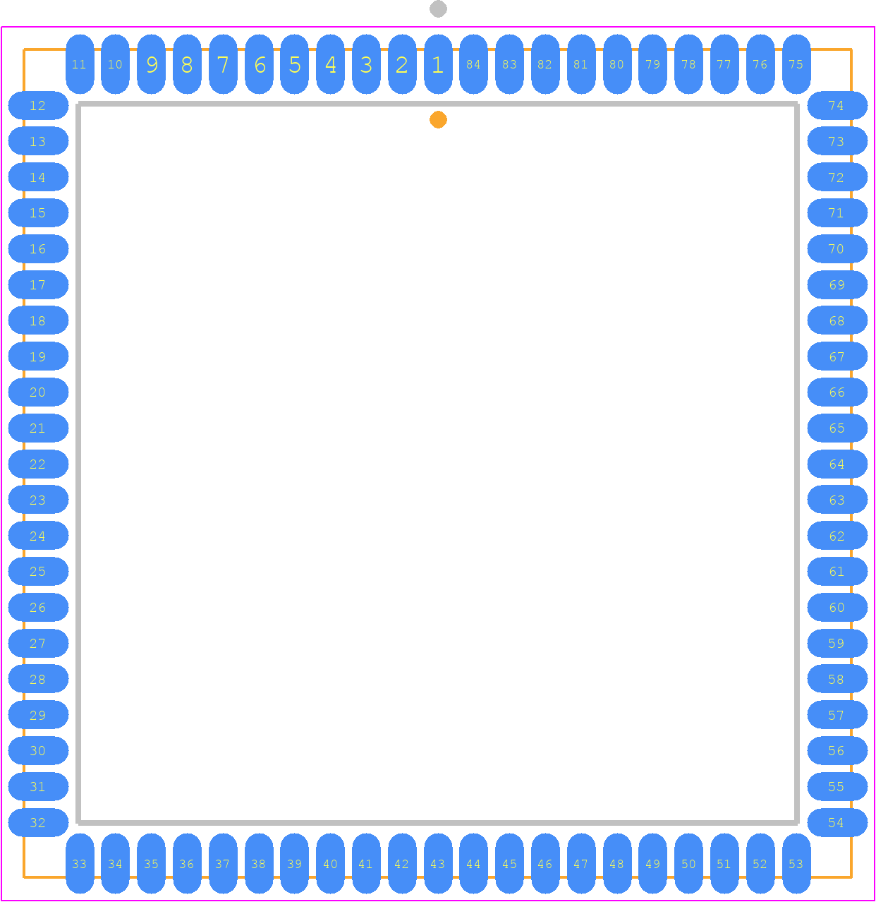 ATF1508AS-7JX84 - Microchip PCB footprint - Plastic Leaded Chip Carrier - Plastic Leaded Chip Carrier - (L)84-Lead(PLCC)-1