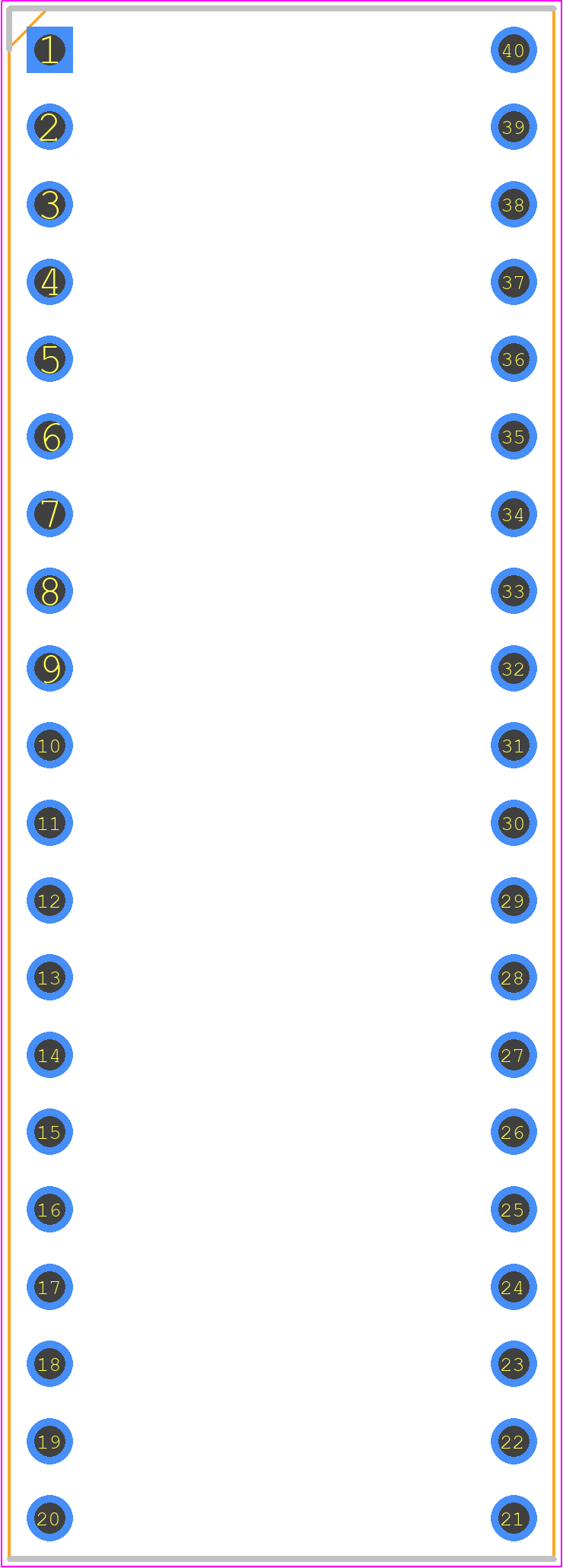 40-6518-10 - ARIES PCB footprint - Dual-In-Line Sockets - Dual-In-Line Sockets - DIP40