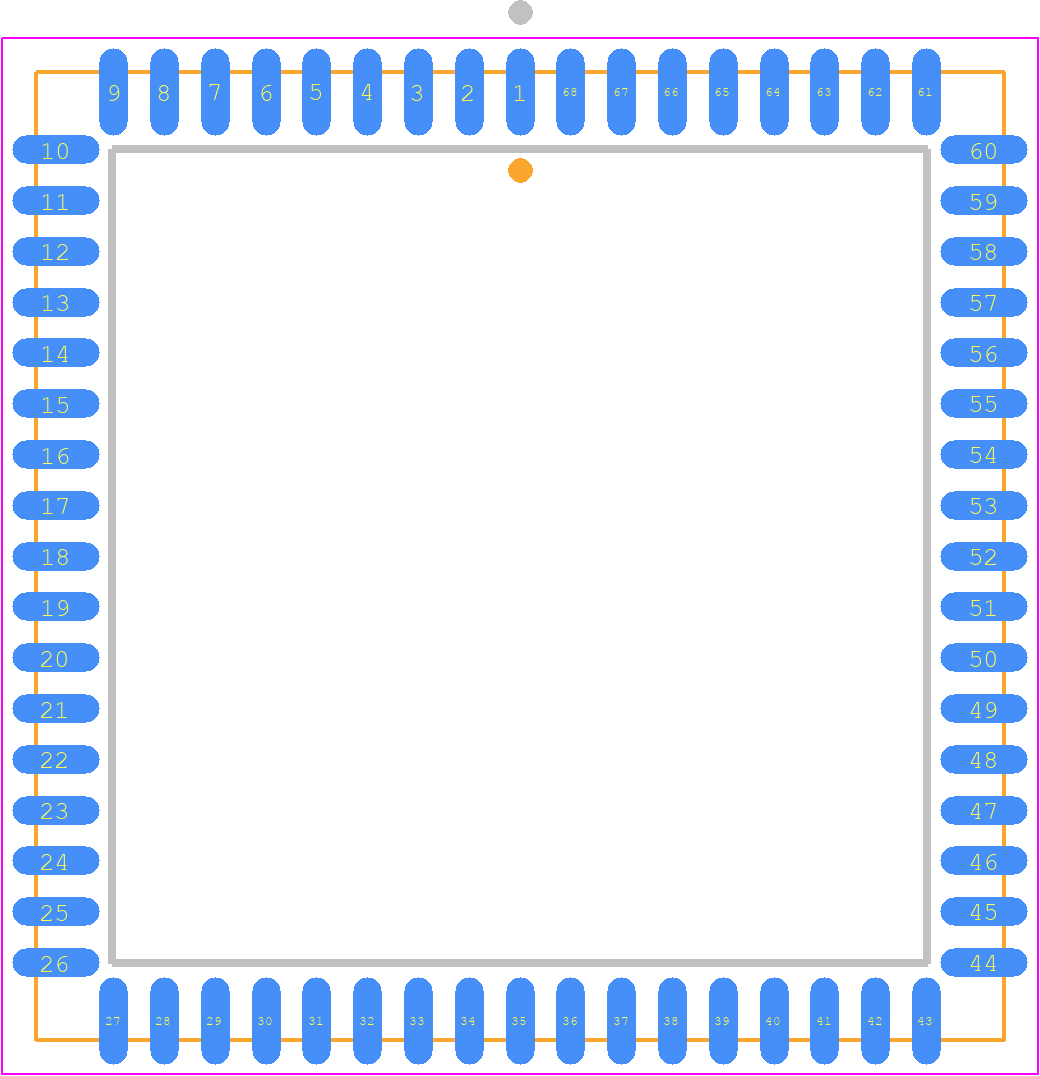 EPM7064LC68-15 - Intel PCB footprint - Plastic Leaded Chip Carrier - Plastic Leaded Chip Carrier - 68-Lead PLCC