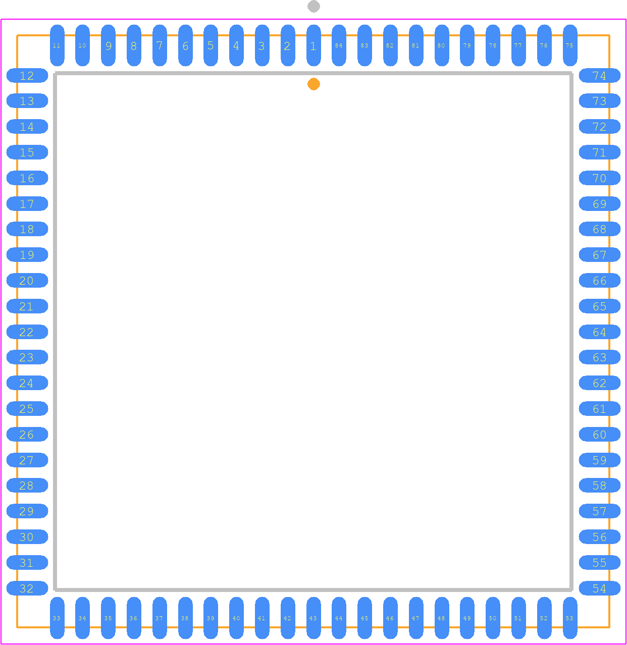Z84C9008VSG - LITTELFUSE PCB footprint - Plastic Leaded Chip Carrier - Plastic Leaded Chip Carrier - 84-Pin PLCC