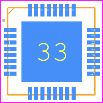MAX9704ETJ+ - Analog Devices PCB footprint - Quad Flat No-Lead - Quad Flat No-Lead - T3277+2