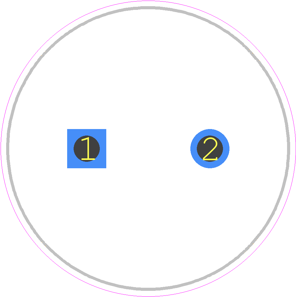 MAL225622152E3 - Vishay PCB footprint - Capacitor, Polarized Radial Diameter - Capacitor, Polarized Radial Diameter - 23mm x 37mm