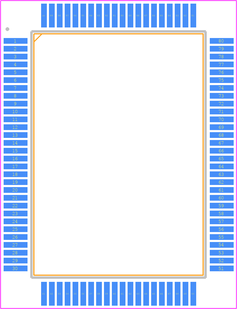 CY90F345CAPFR-GS-SPE1 - Infineon PCB footprint - Quad Flat Packages - Quad Flat Packages - 100-pin Plastic QFP (FPT-100P-M06)