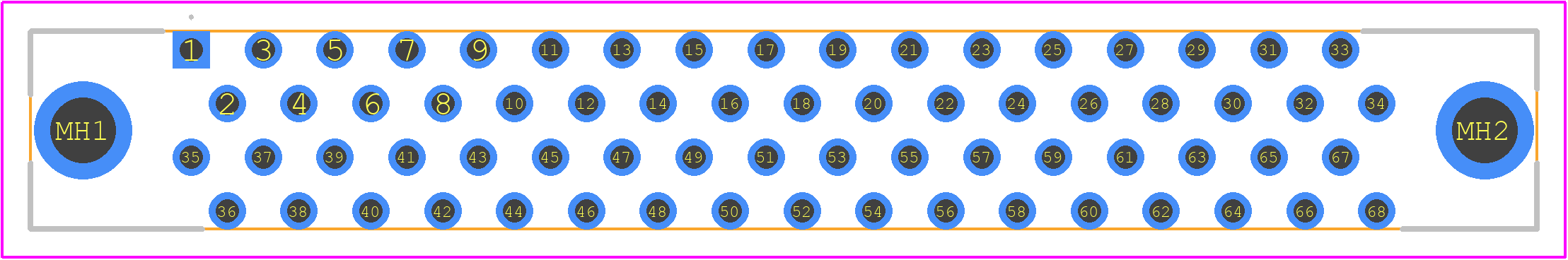 FX2CA-68P-1.27DSAL(71) - Hirose PCB footprint - Other - Other - FX2CA-68P-1.27DSAL(71)-2