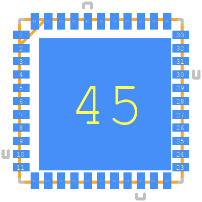 DSPIC30F2023-30I/ML - Microchip PCB footprint - Other - Other - QFN65P800X800X100-44N