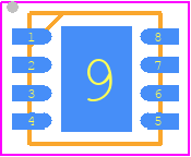 MCP622-E/MF - Microchip PCB footprint - Small Outline No-lead - Small Outline No-lead - 8-lead Plastic Dual Flat, No Lead (3x3) (DFN)