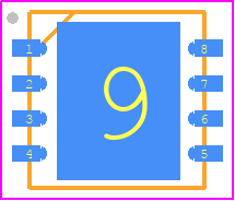 MCP6V02-E/MD - Microchip PCB footprint - Small Outline No-lead - Small Outline No-lead - 8-Lead Plastic Dual Flat, No Lead Package (MD) – 4x4x0.9 mm Body [DFN]