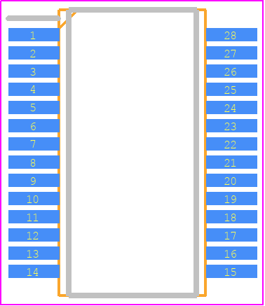 PIC16F76-I/SS - Microchip PCB footprint - Small Outline Packages - Small Outline Packages - 28-Lead Plastic Shrink Small Outline (SS) – 209 mil, 5.30 mm (SSOP)