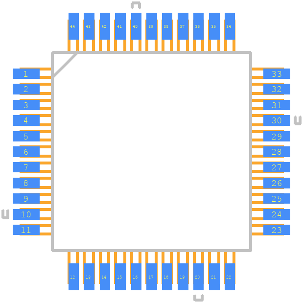 PIC16F874-20I/PQ - Microchip PCB footprint - Other - Other - QFP80P1320X1320X235-44N