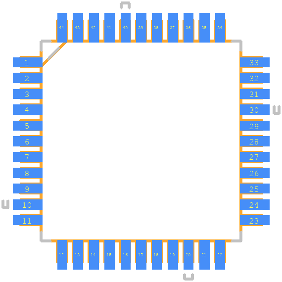 PIC18F4410-I/PT - Microchip PCB footprint - Other - Other - QFP80P1200X1200X120-44N