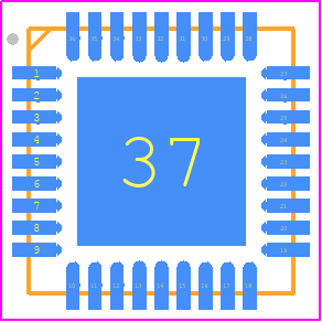 USB3280-AEZG - Microchip PCB footprint - Quad Flat No-Lead - Quad Flat No-Lead - MO-36QFN-37-6x6B