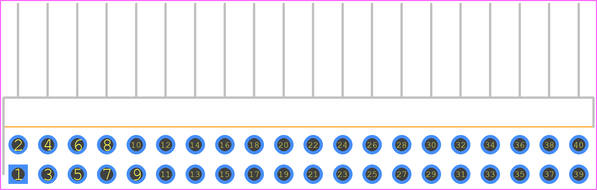 TSW-120-25-G-D-RA - SAMTEC PCB footprint - Header, Unshrouded - Right Angle PTH Pin - Header, Unshrouded - Right Angle PTH Pin - TSW-120-25-G-D-RA